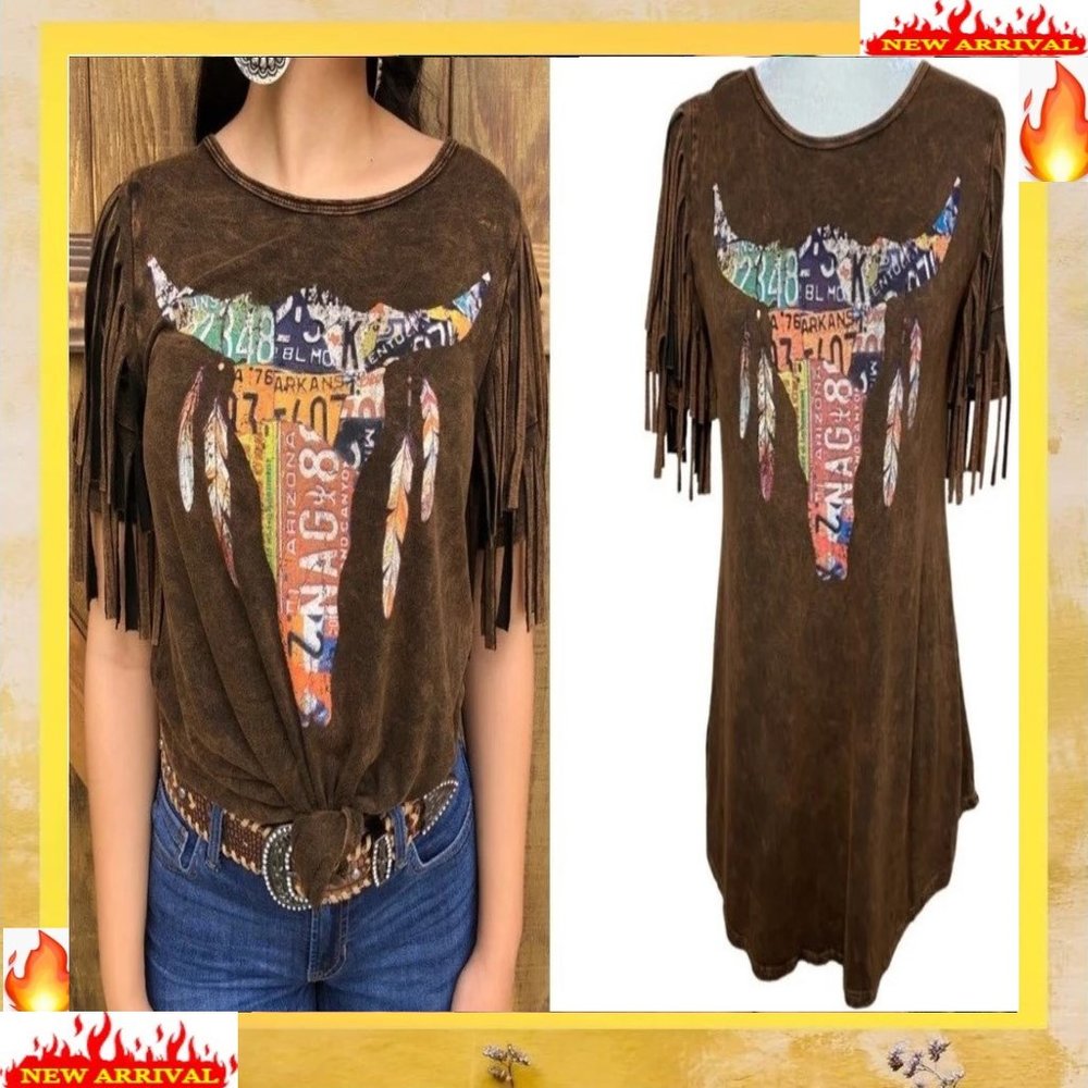 ✅🗣🚨🔴SALE🔴📢BULLY License Plate FRINGE TOP Graphic FRINGE TEE📢🤑BUY NOW🤑🛍️